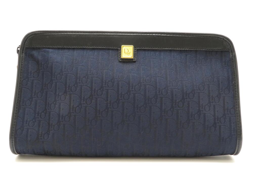 Christian Dior bag clutch Trotter Navy Blue canvas calfskin